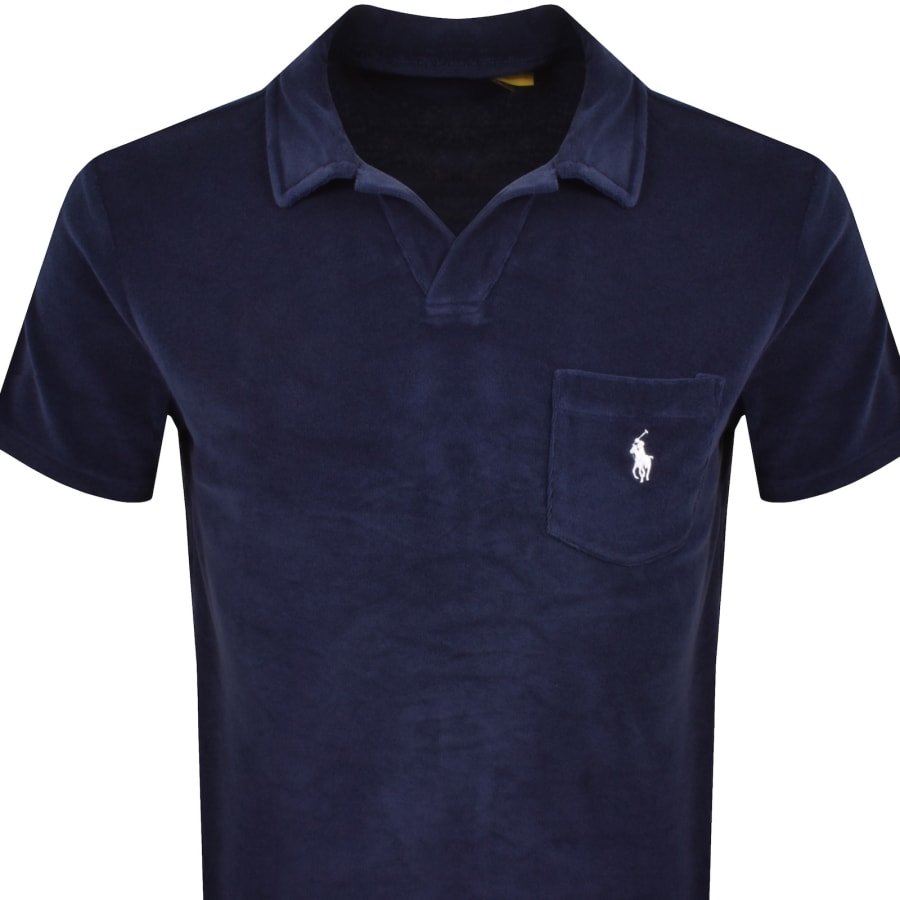 Image number 2 for Ralph Lauren Towelling Polo T Shirt Navy