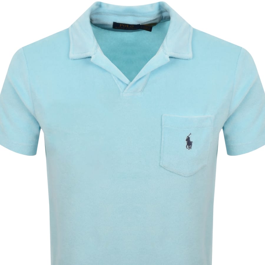 Image number 2 for Ralph Lauren Towelling Polo T Shirt Aqua Blue