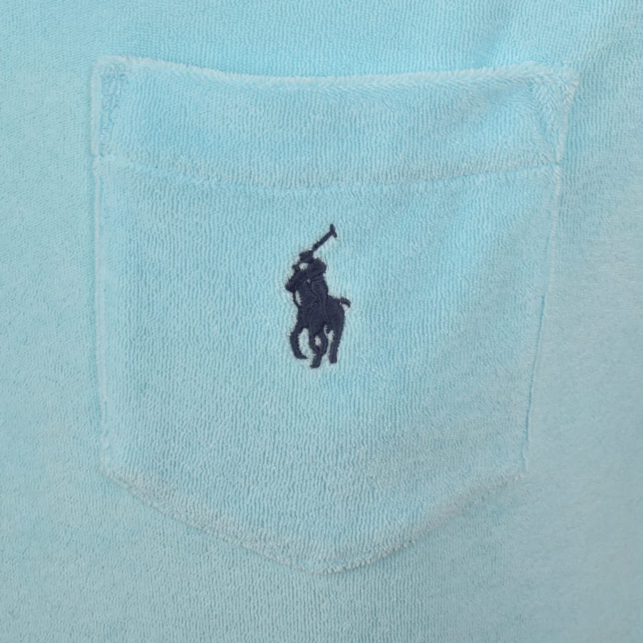 Image number 3 for Ralph Lauren Towelling Polo T Shirt Aqua Blue