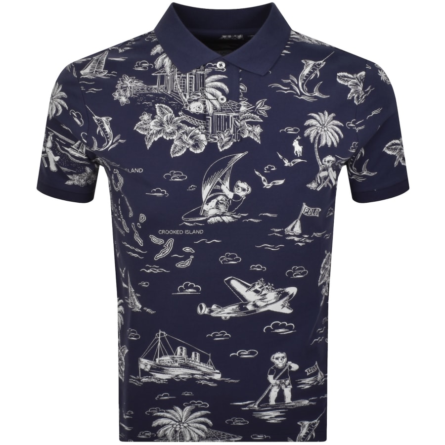Image number 1 for Ralph Lauren Boathouse Bear Polo T Shirt Navy