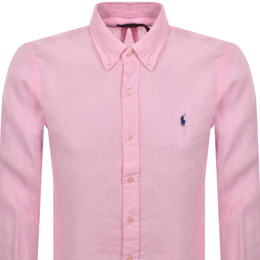 Image number 2 for Ralph Lauren Linen Long Sleeve Shirt Pink