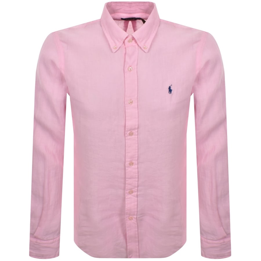 Image number 1 for Ralph Lauren Linen Long Sleeve Shirt Pink