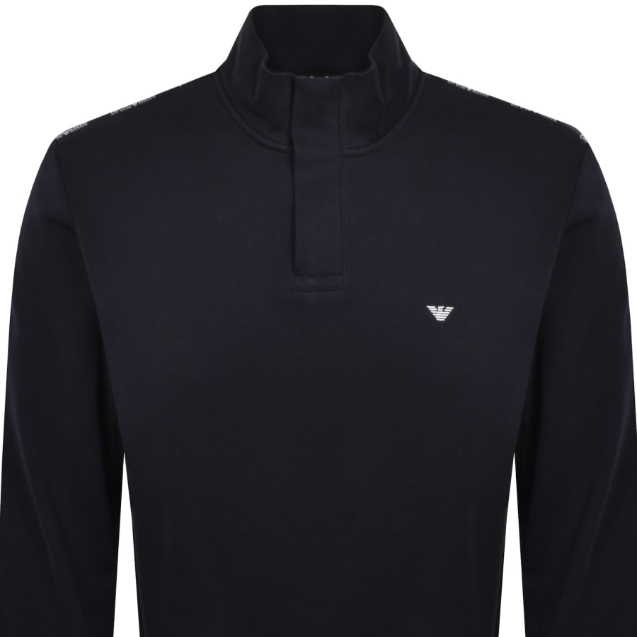 Image number 3 for Emporio Armani Lounge Quarter Zip Sweatshirt Navy