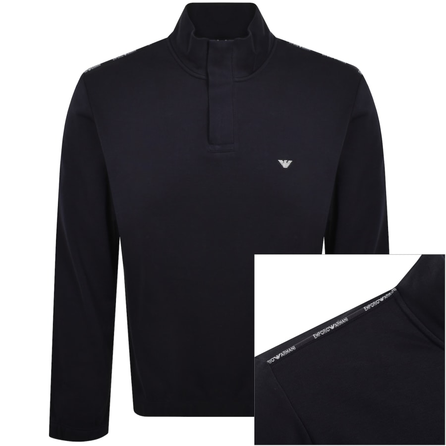 Image number 1 for Emporio Armani Lounge Quarter Zip Sweatshirt Navy
