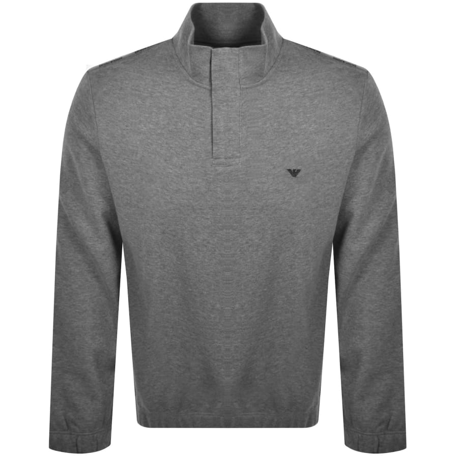 Image number 2 for Emporio Armani Lounge Quarter Zip Sweatshirt Grey