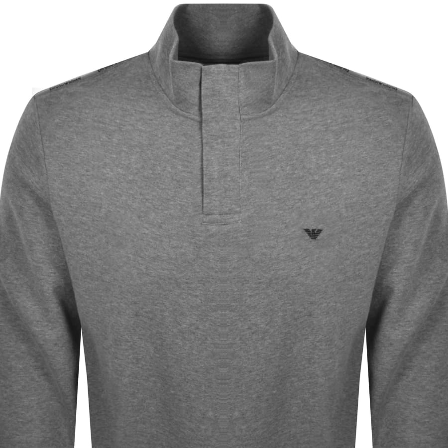 Image number 3 for Emporio Armani Lounge Quarter Zip Sweatshirt Grey