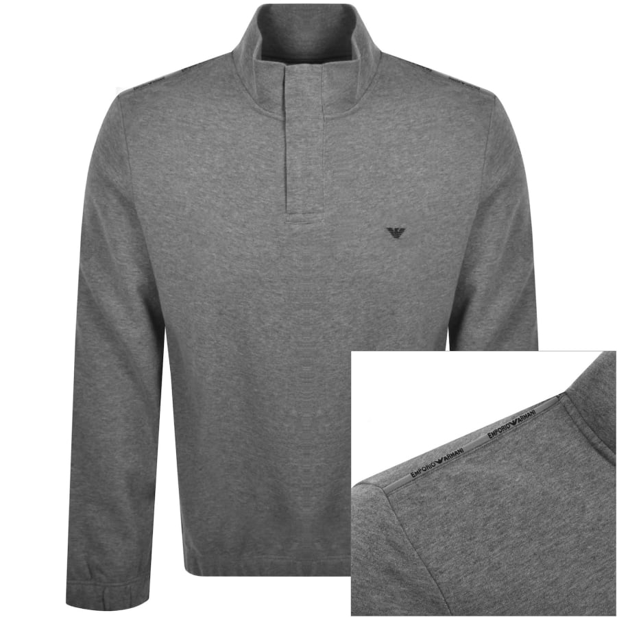 Image number 1 for Emporio Armani Lounge Quarter Zip Sweatshirt Grey