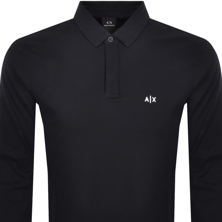 Image number 2 for Armani Exchange Long Sleeved Polo Navy