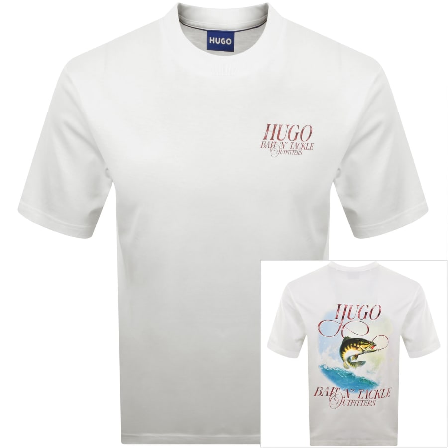 Image number 1 for HUGO Blue Marine Artwork T Shirt White