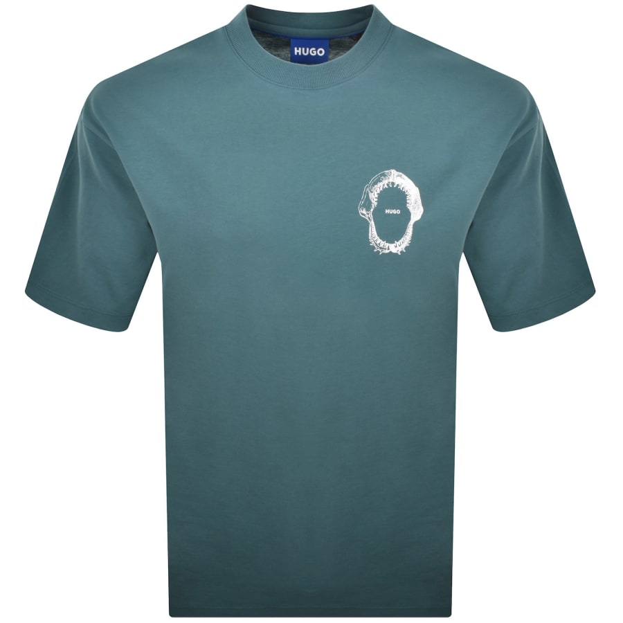 Image number 2 for HUGO Blue Marine Artwork T Shirt Blue