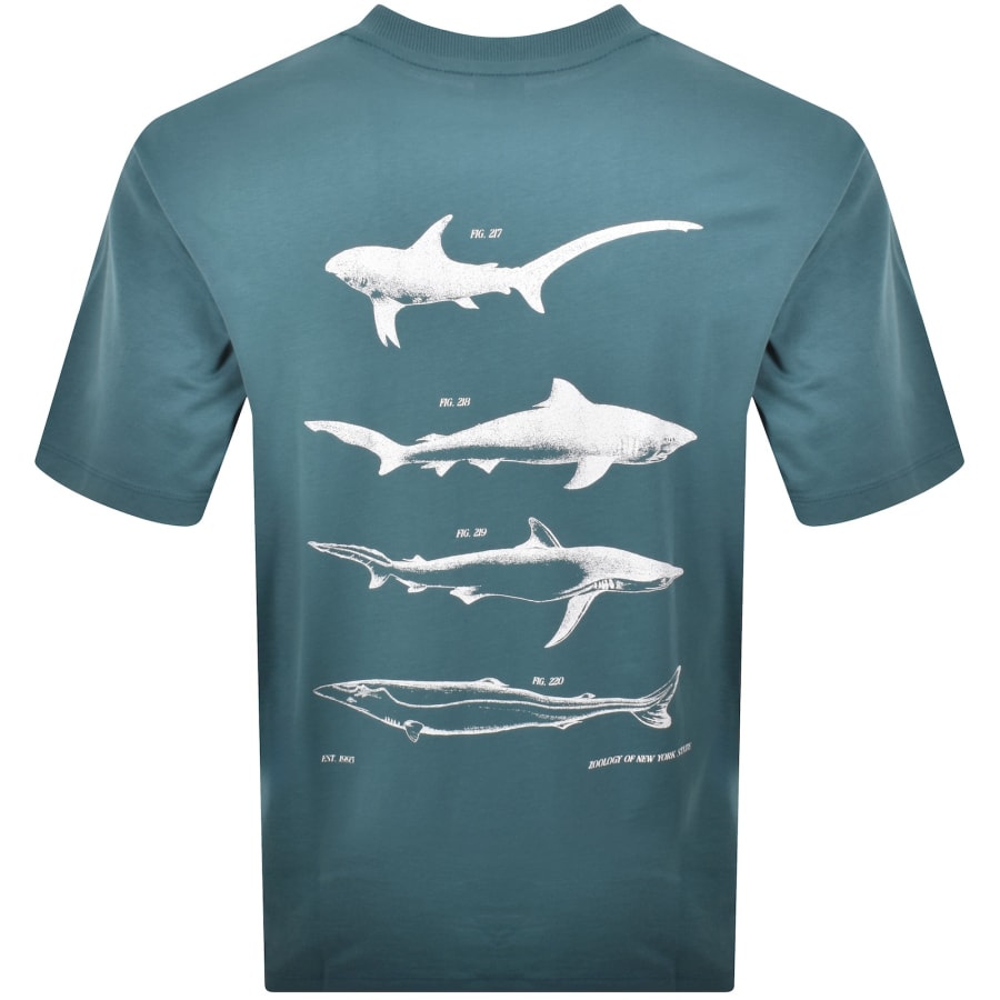 Image number 5 for HUGO Blue Marine Artwork T Shirt Blue