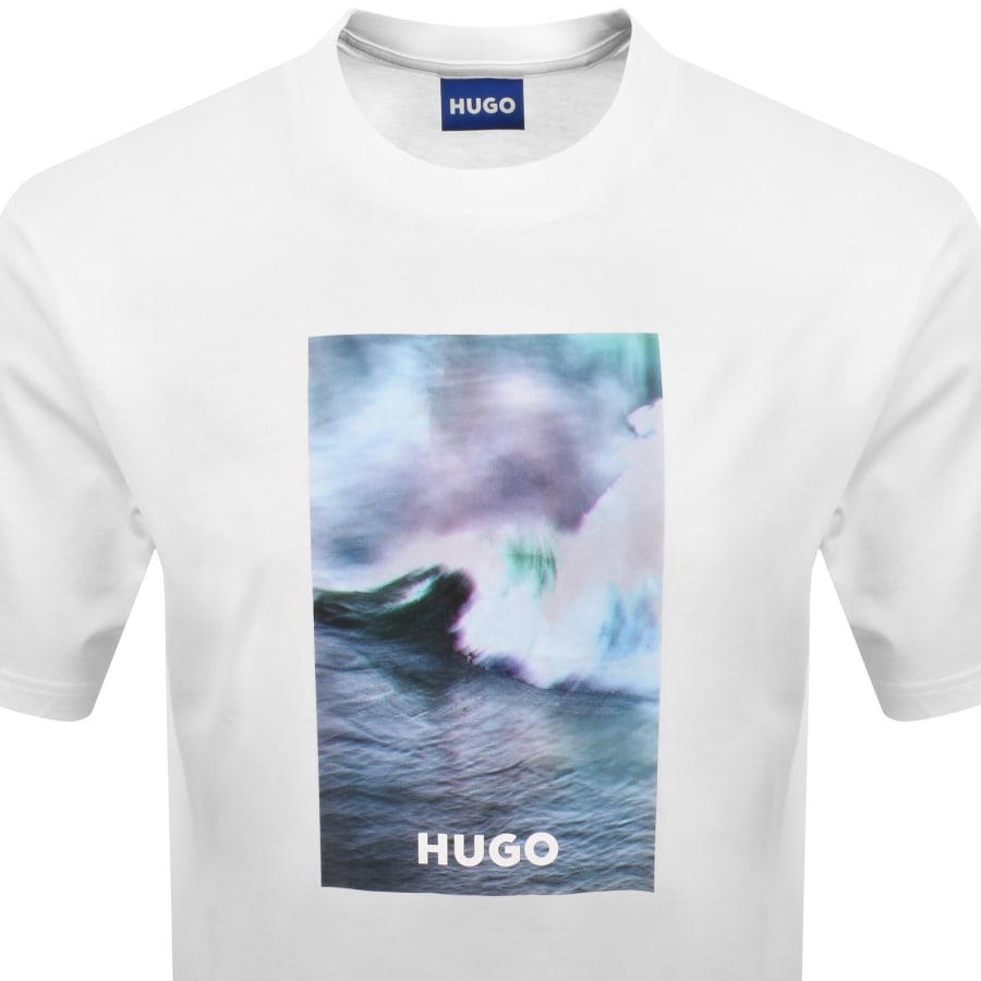 Image number 2 for HUGO Blue Artwork T Shirt White
