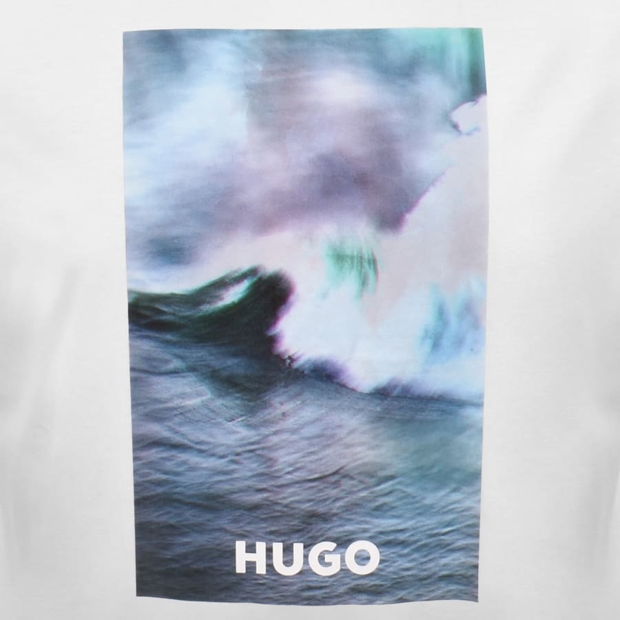 Image number 3 for HUGO Blue Artwork T Shirt White