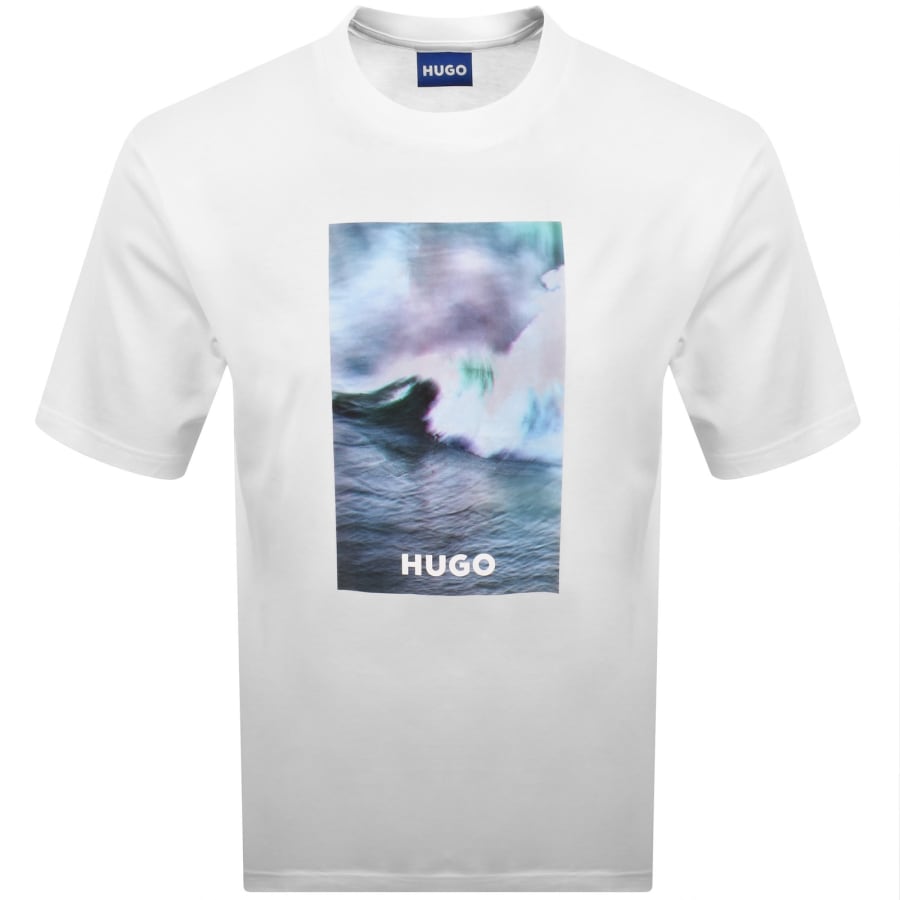 Image number 1 for HUGO Blue Artwork T Shirt White