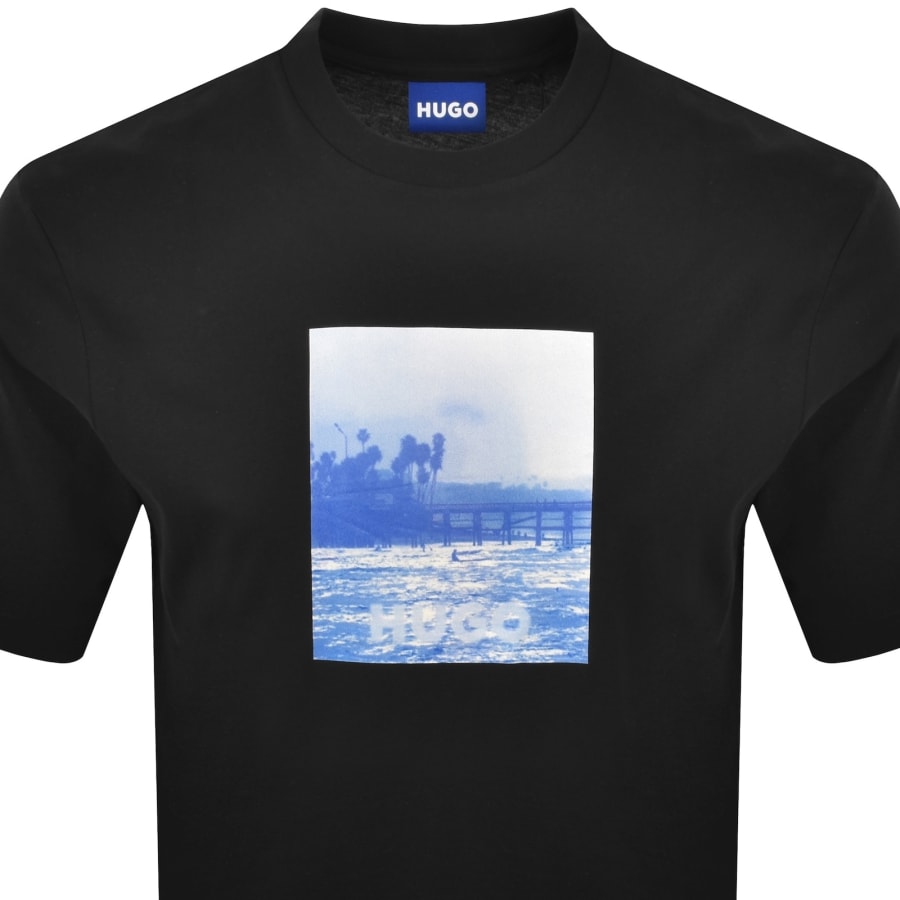 Image number 2 for HUGO Blue Artwork T Shirt Black