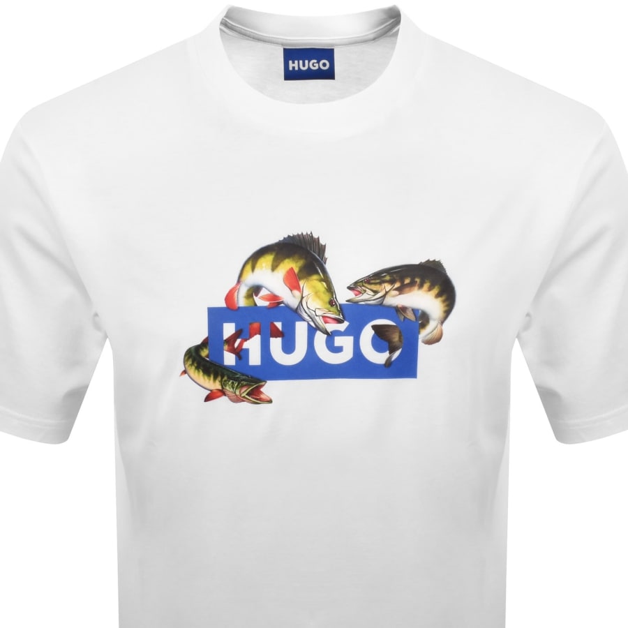 Image number 2 for HUGO Blue Artwork T Shirt Open White