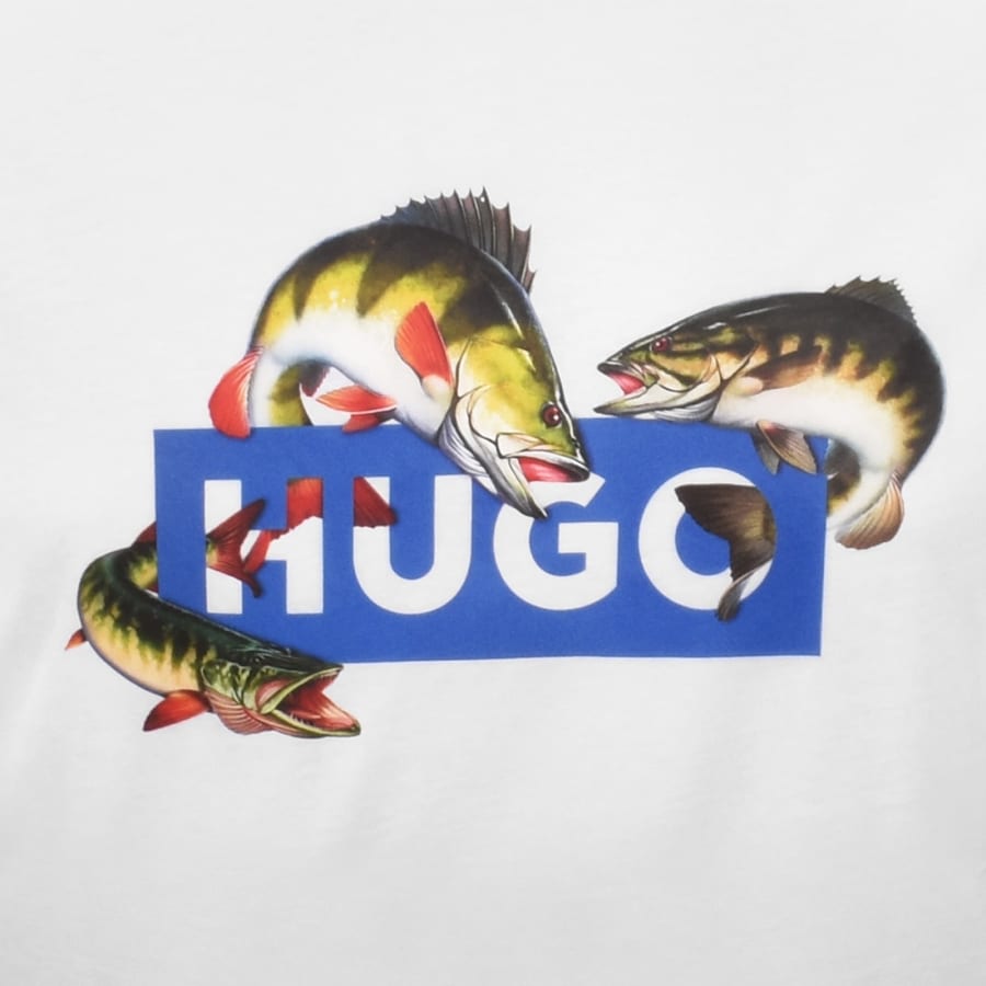 Image number 3 for HUGO Blue Artwork T Shirt Open White