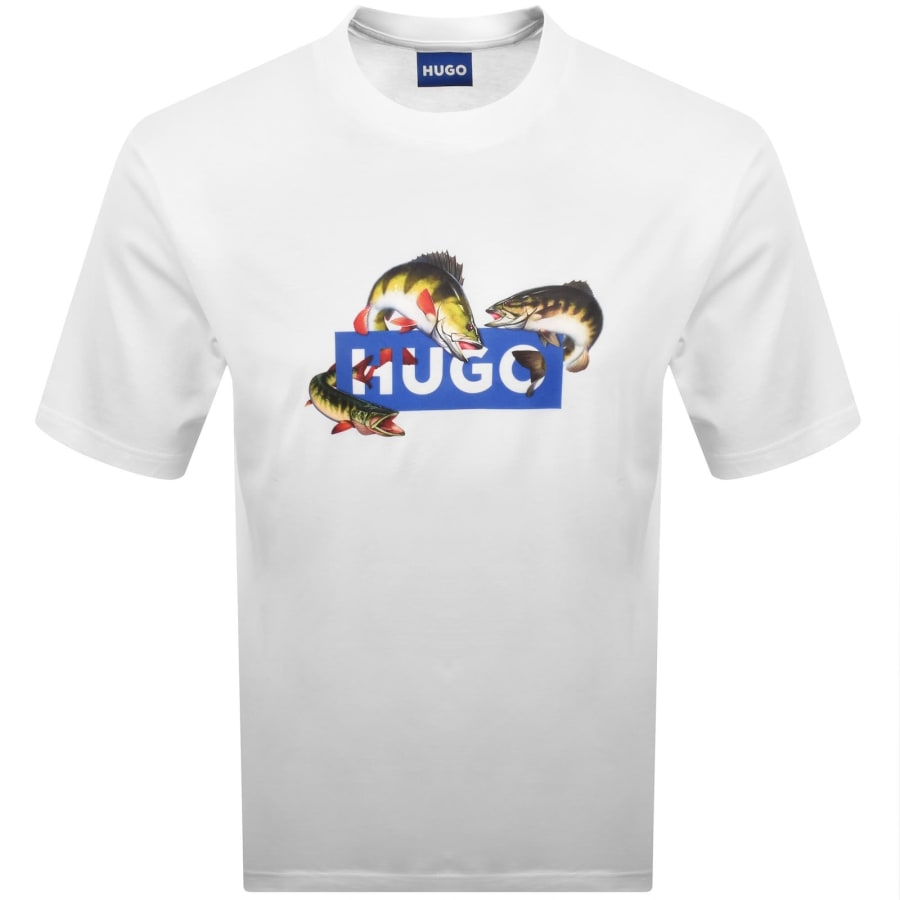 Image number 1 for HUGO Blue Artwork T Shirt Open White