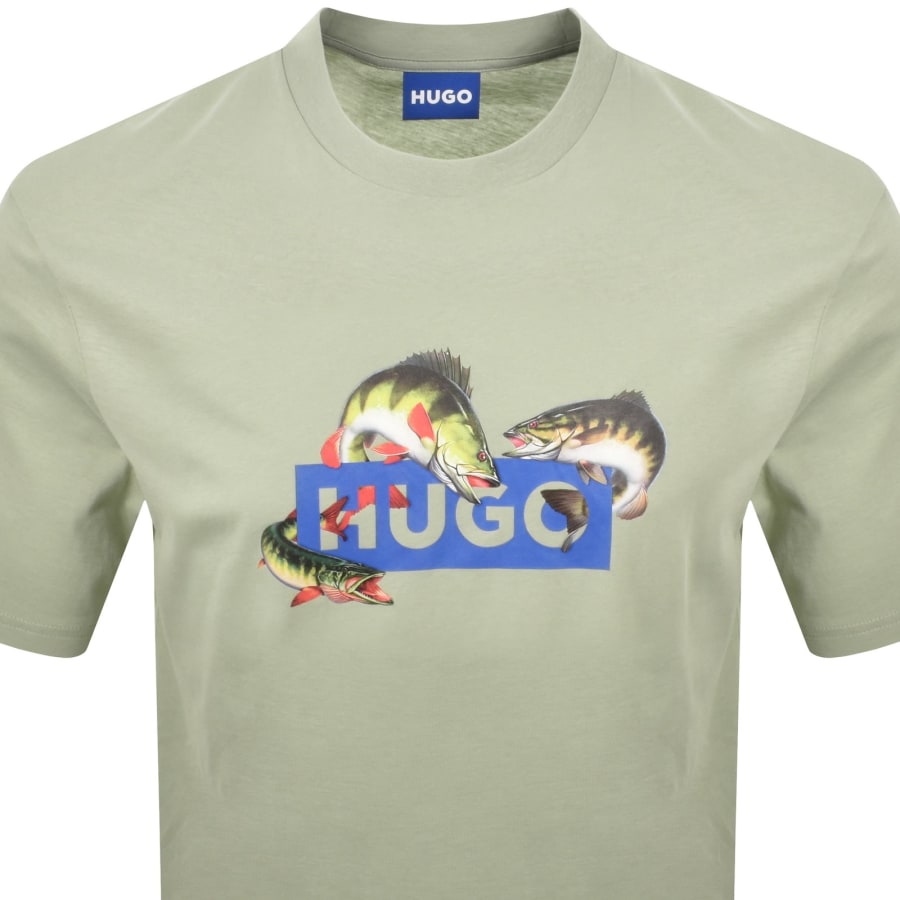 Image number 2 for HUGO Blue Artwork T Shirt Green