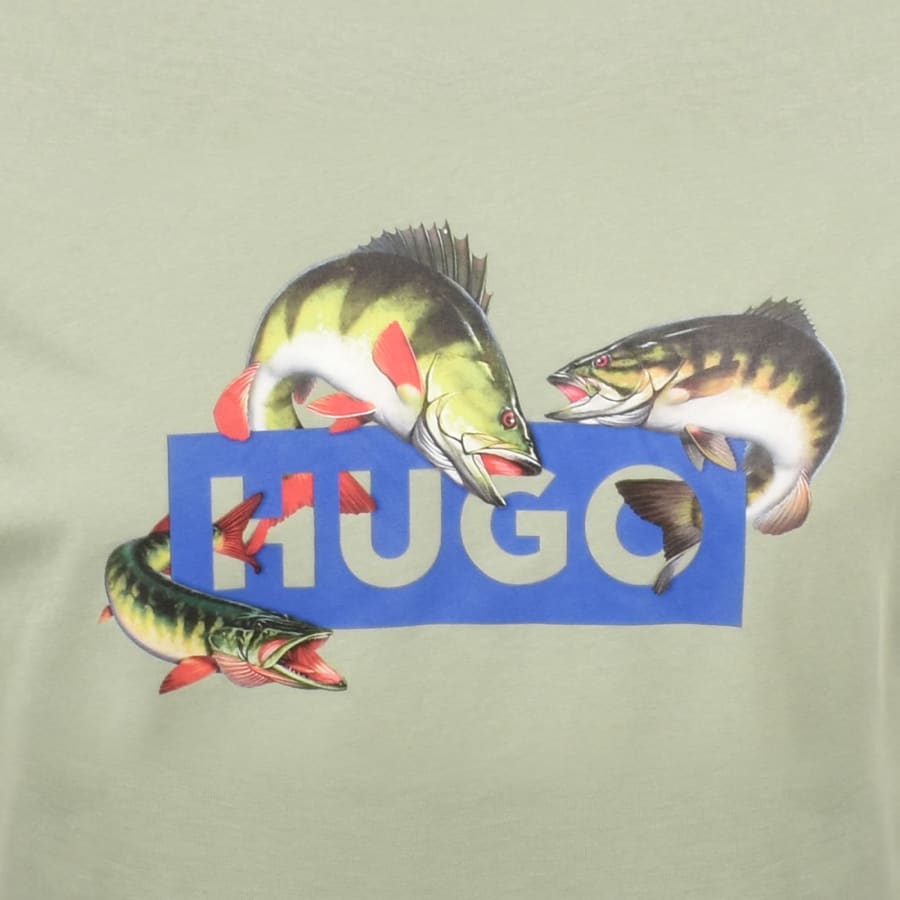 Image number 3 for HUGO Blue Artwork T Shirt Green