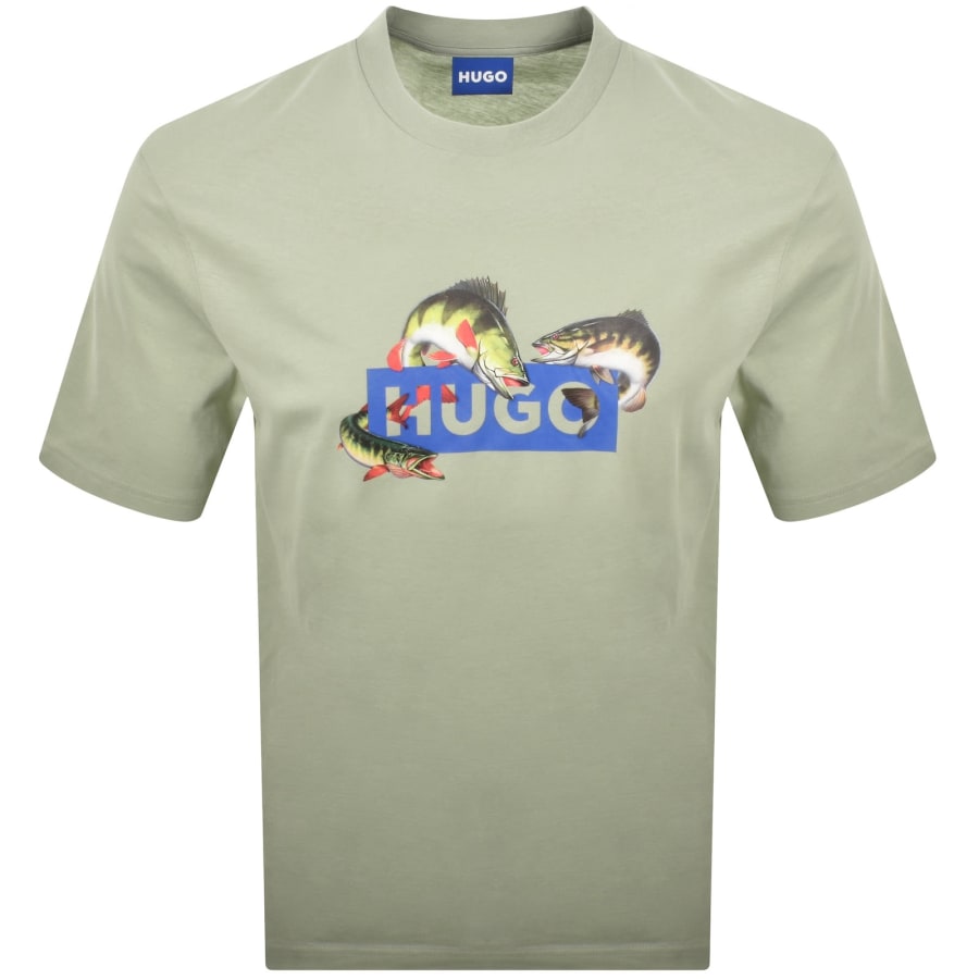 Image number 1 for HUGO Blue Artwork T Shirt Green