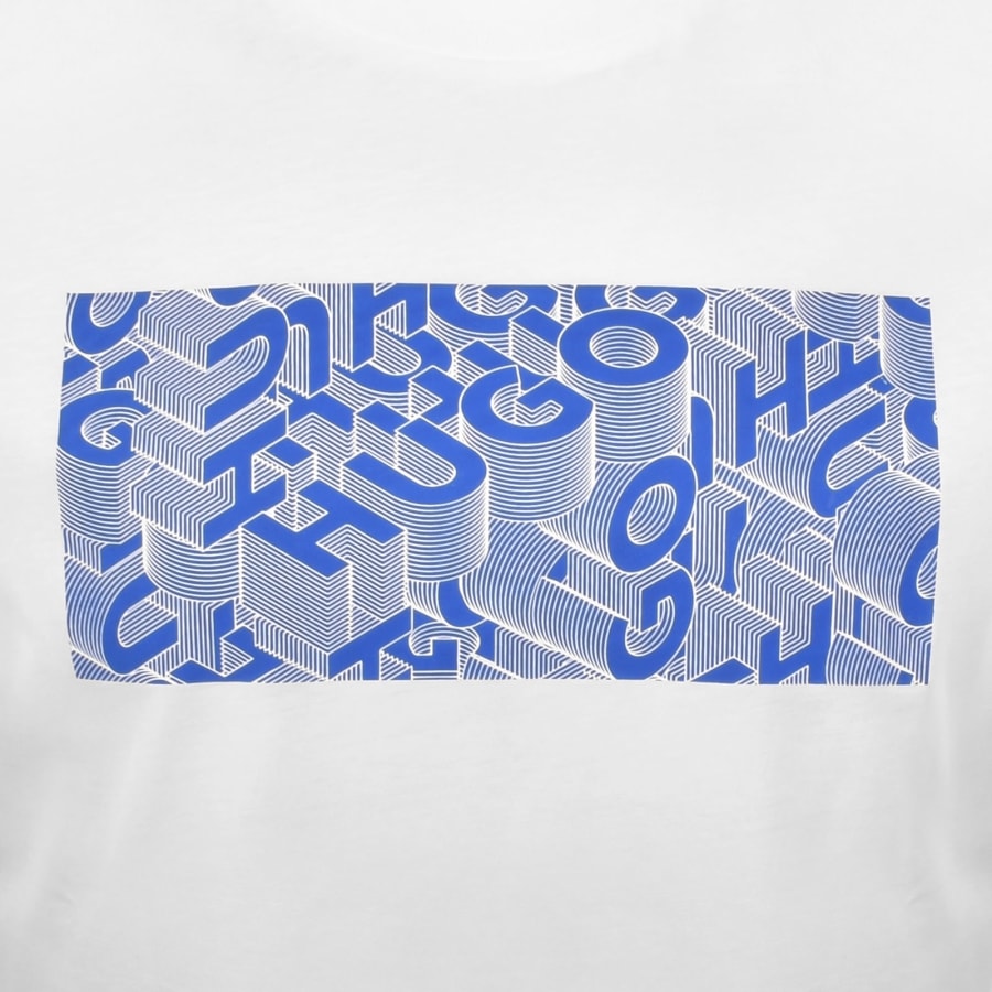 Image number 3 for HUGO Blue Artwork T Shirt White