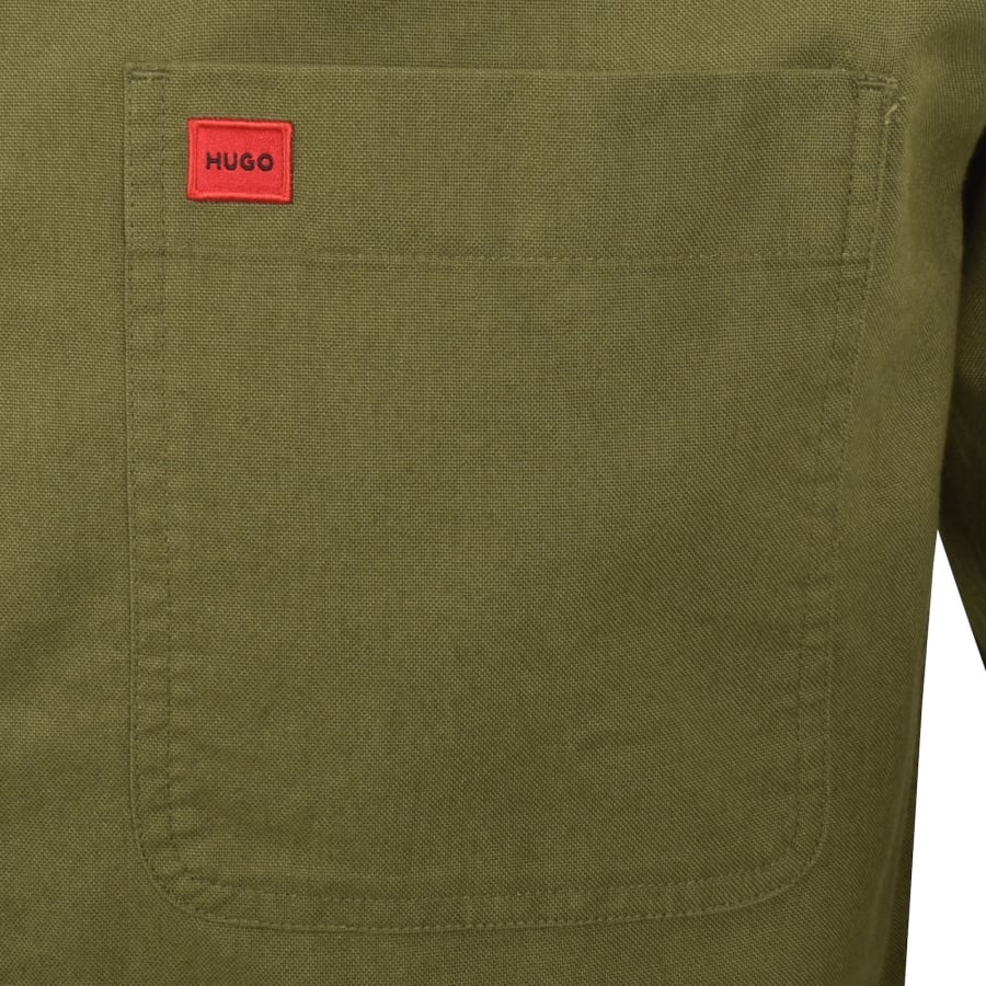 Image number 4 for HUGO Long Sleeved Evito Shirt Green