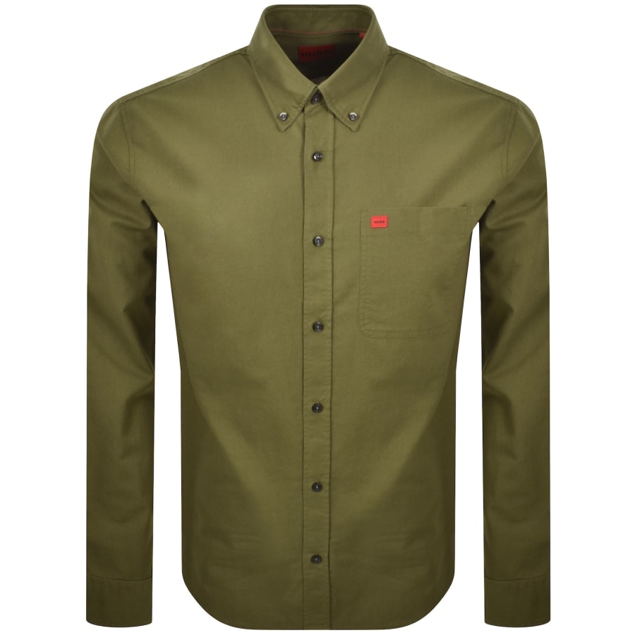 Image number 1 for HUGO Long Sleeved Evito Shirt Green