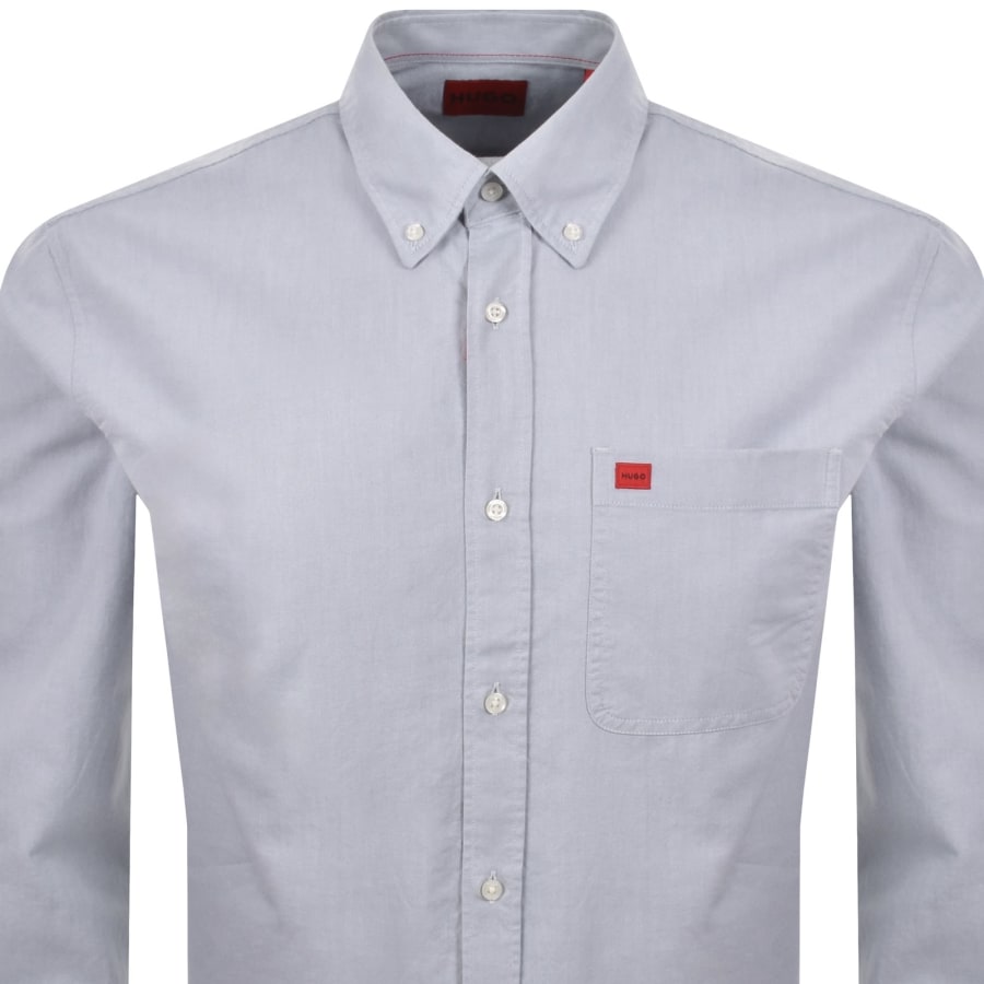 Image number 2 for HUGO Long Sleeved Evito Shirt Pale Blue