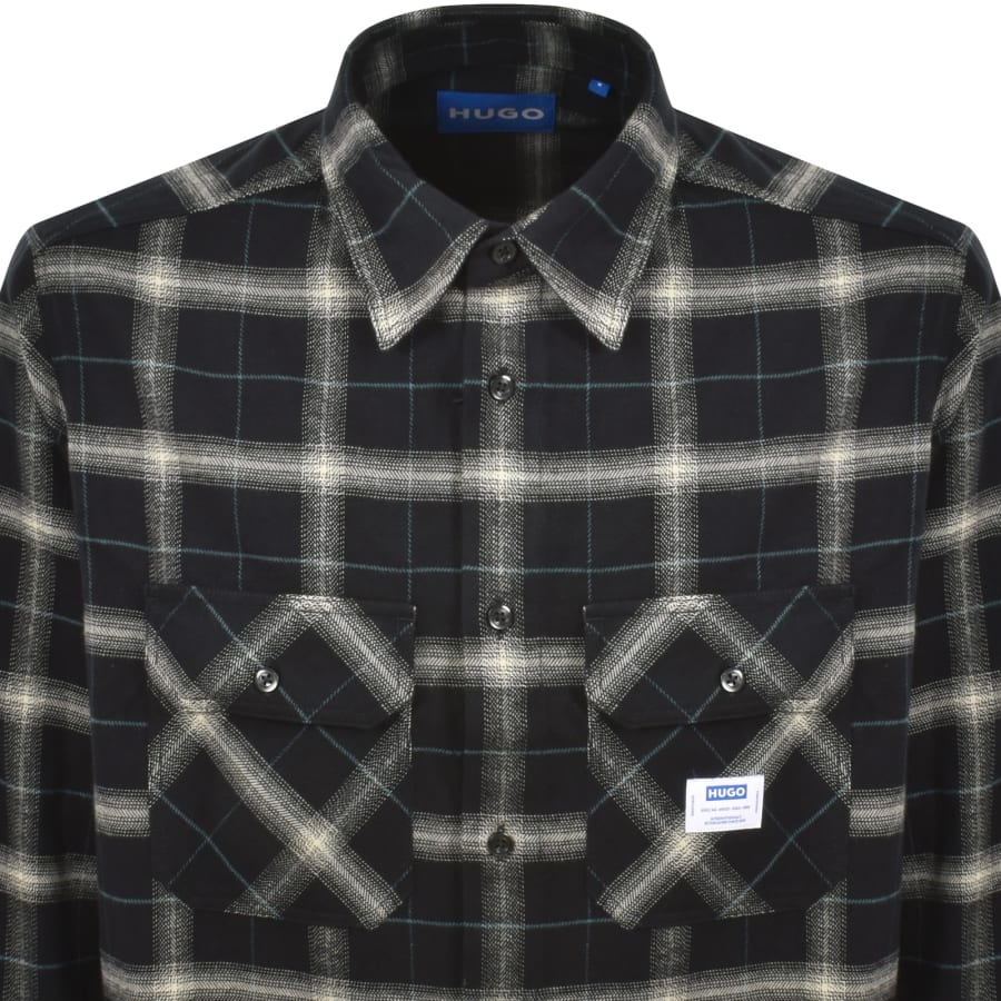 Image number 2 for HUGO Blue Ebolt Check Overshirt Black
