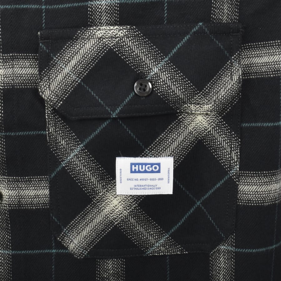 Image number 3 for HUGO Blue Ebolt Check Overshirt Black