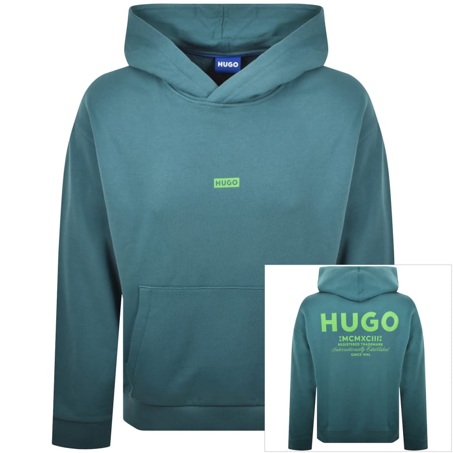Image number 1 for HUGO Blue Nazardo Hoodie Turquoise Blue