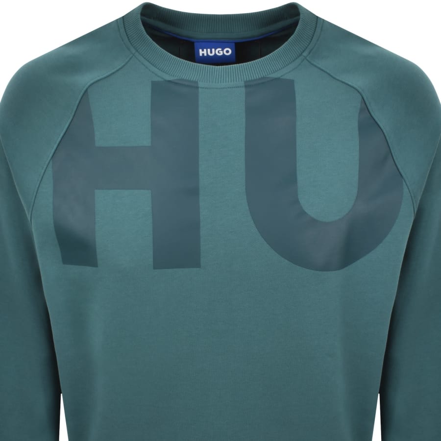Image number 3 for HUGO Blue Logo Sweatshirt Turquoise Blue