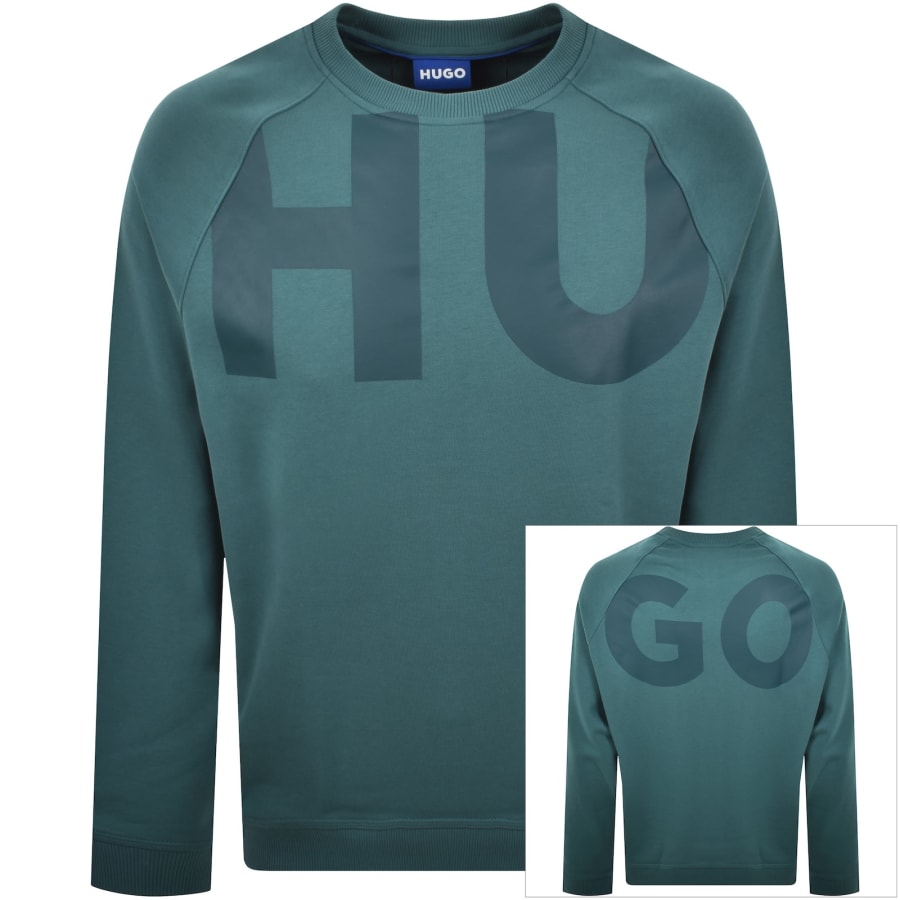 Image number 1 for HUGO Blue Logo Sweatshirt Turquoise Blue