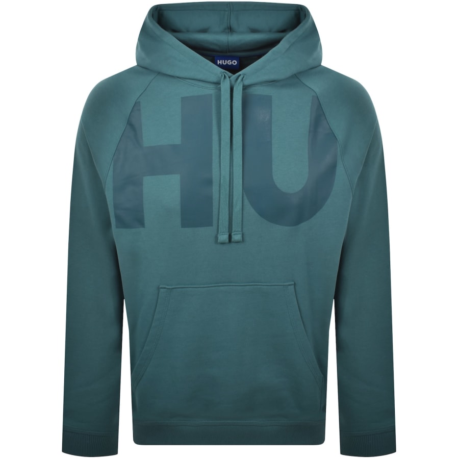Image number 2 for HUGO Blue Logo Hoodie Turquoise Blue
