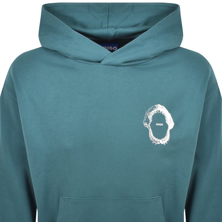 Image number 3 for HUGO Blue Marine Hoodie Turquoise Blue