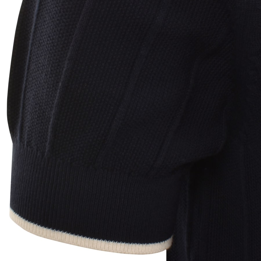 Image number 5 for Lyle And Scott Tipped Knitted Polo T Shirt Navy