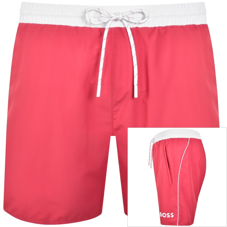 Image number 1 for BOSS Starfish Swim Shorts Dark Red