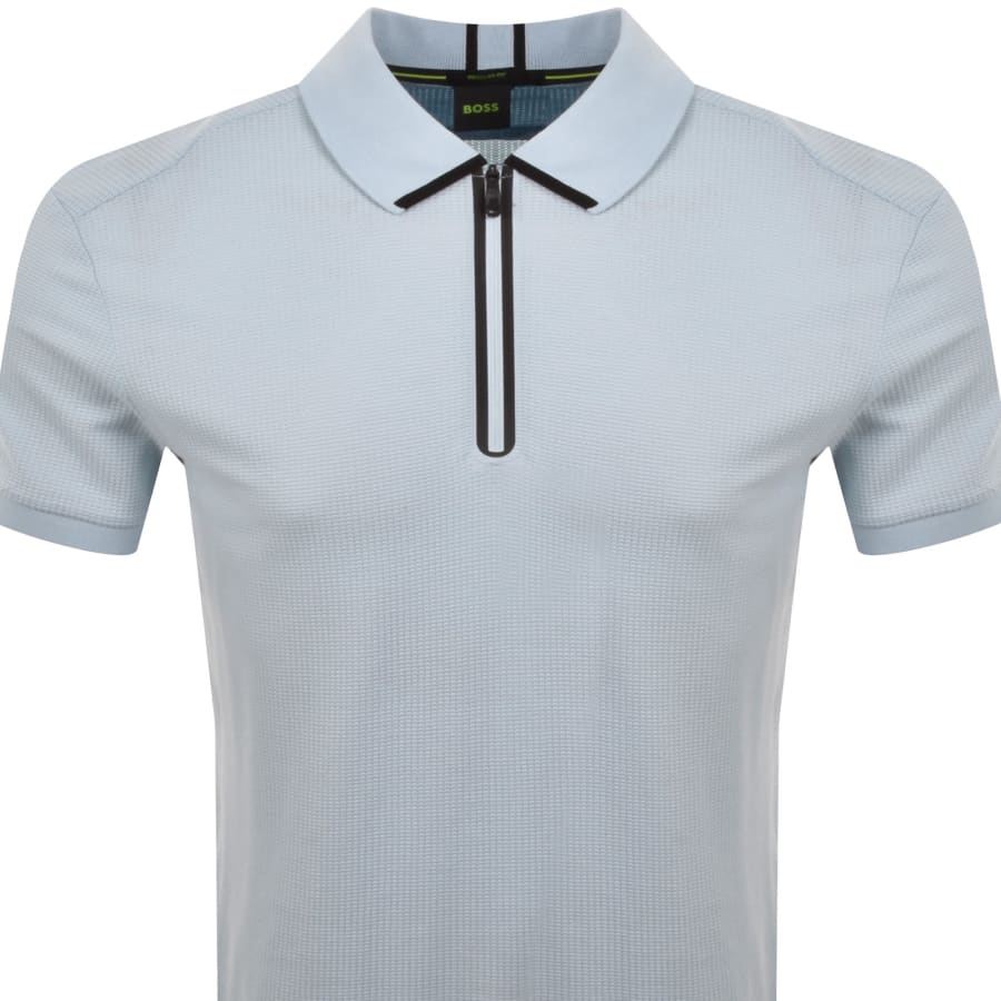 Image number 2 for BOSS Terrace Quarter Zip Polo T Shirt Blue