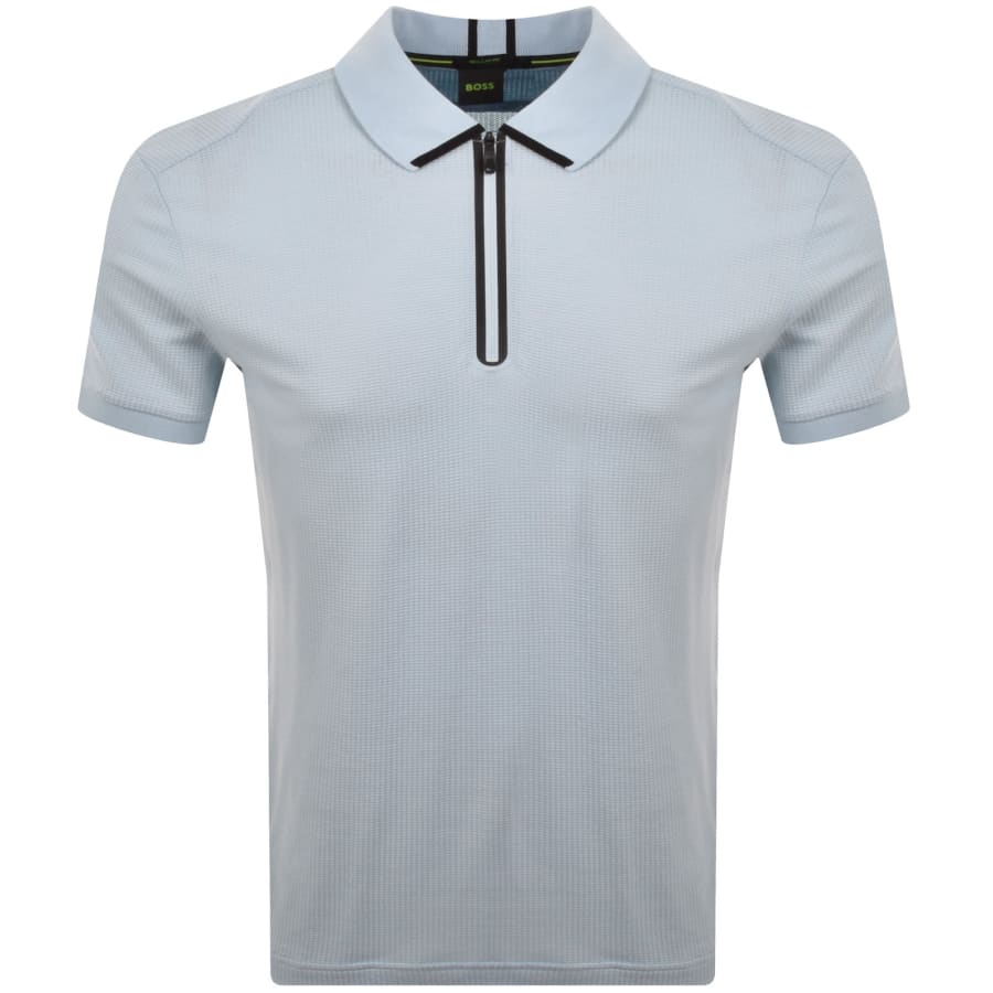 Image number 1 for BOSS Terrace Quarter Zip Polo T Shirt Blue