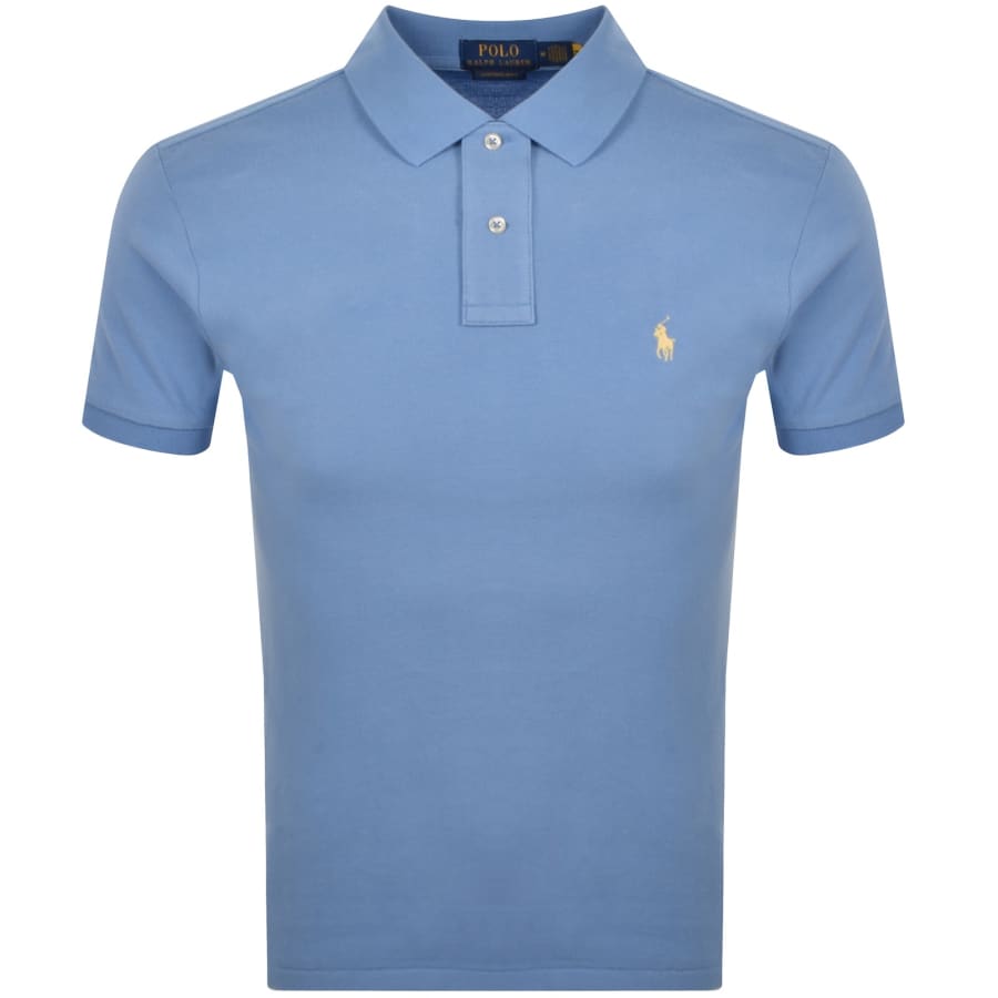 Image number 1 for Ralph Lauren Custom Slim Polo T Shirt Blue