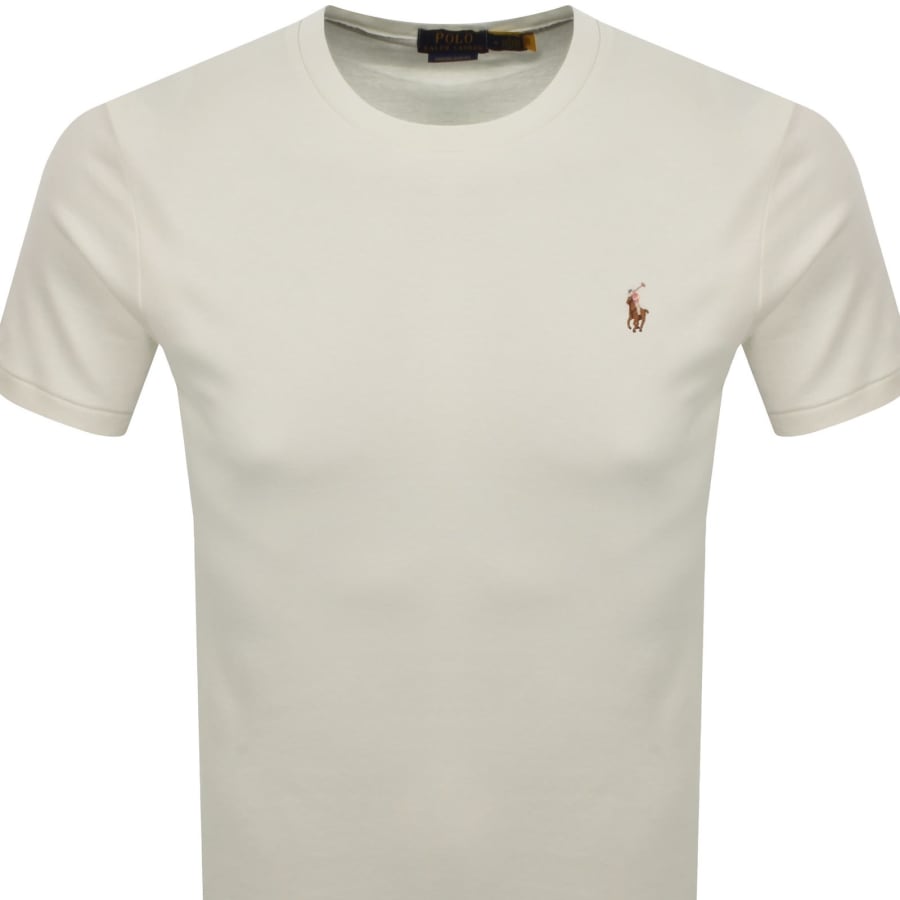 Image number 2 for Ralph Lauren Slim Fit T Shirt Pale Cream