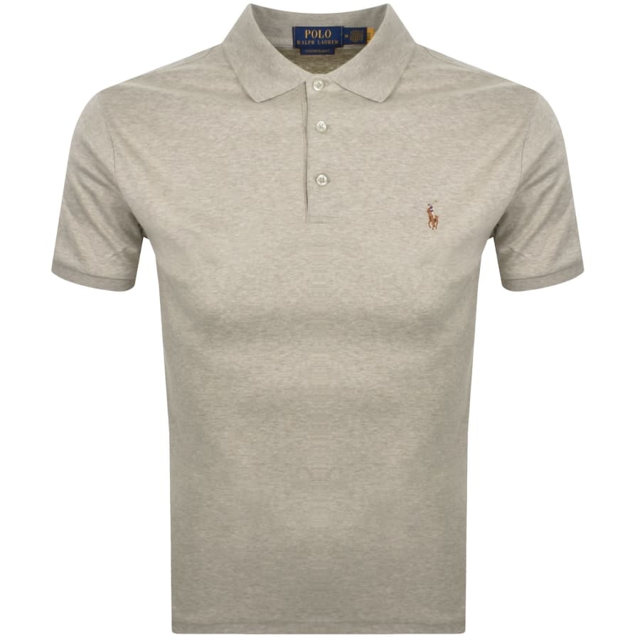 Image number 1 for Ralph Lauren Custom Slim Fit Polo T Shirt Beige