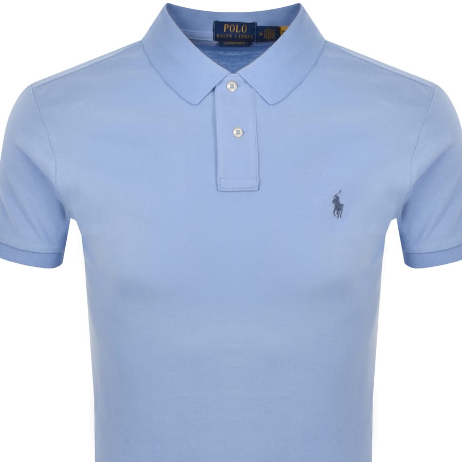 Image number 2 for Ralph Lauren Custom Slim Polo T Shirt Blue