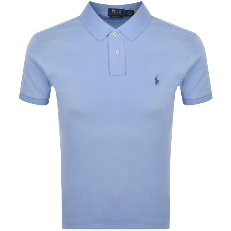 Image number 1 for Ralph Lauren Custom Slim Polo T Shirt Blue