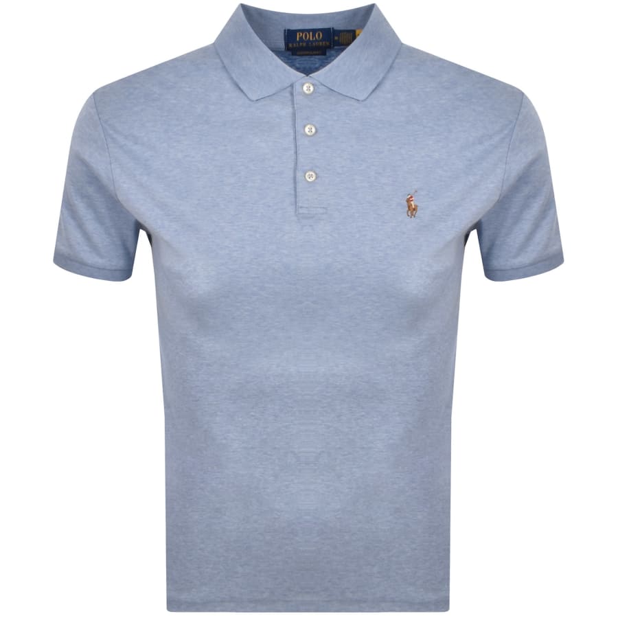 Image number 1 for Ralph Lauren Custom Slim Fit Polo T Shirt Blue