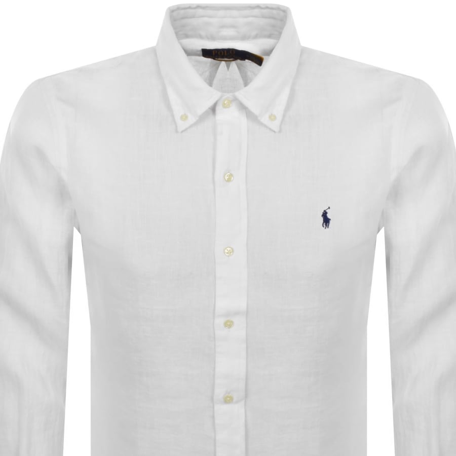 Image number 2 for Ralph Lauren Linen Long Sleeve Shirt White