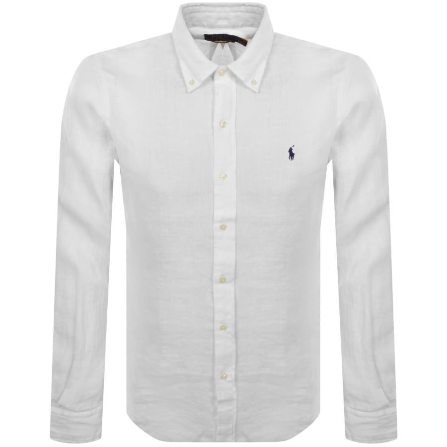 Image number 1 for Ralph Lauren Linen Long Sleeve Shirt White