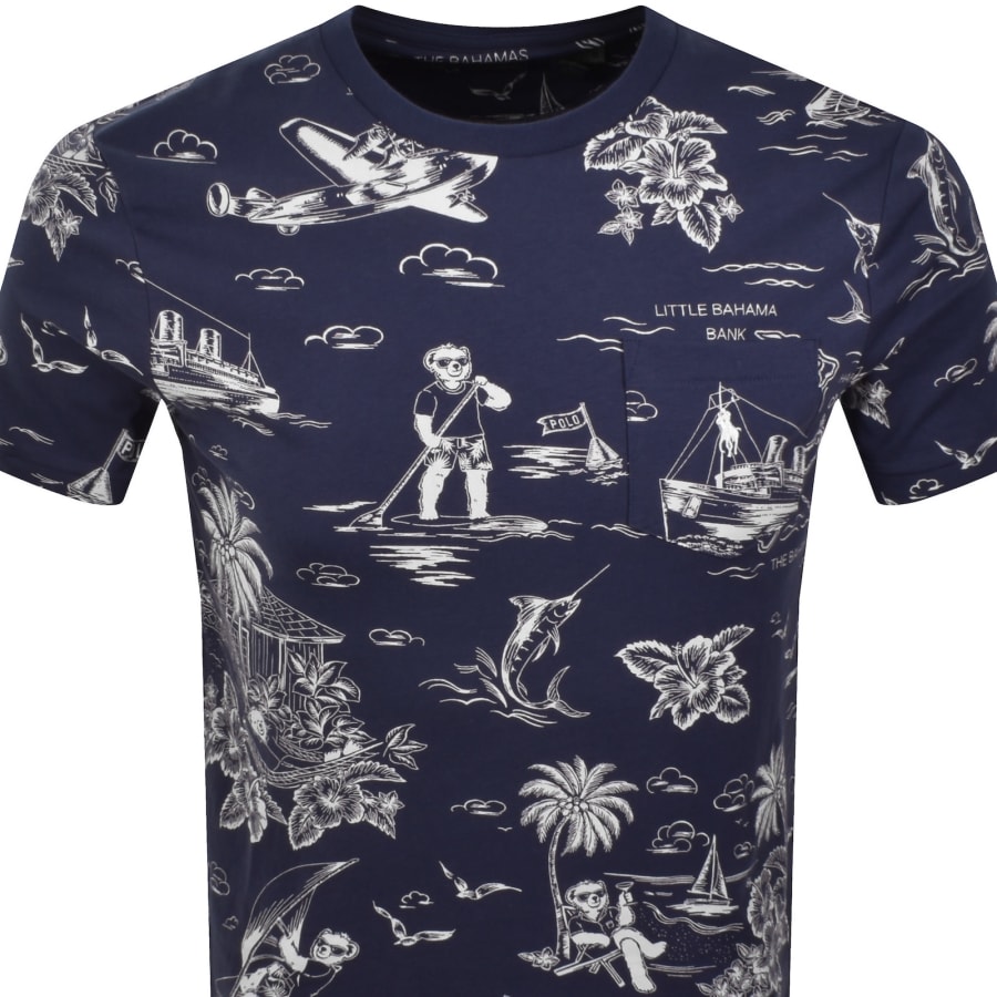 Image number 2 for Ralph Lauren Bear Print T Shirt Navy