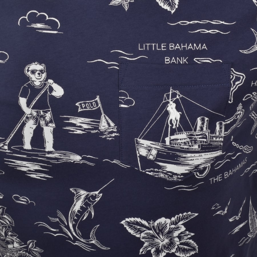 Image number 4 for Ralph Lauren Bear Print T Shirt Navy